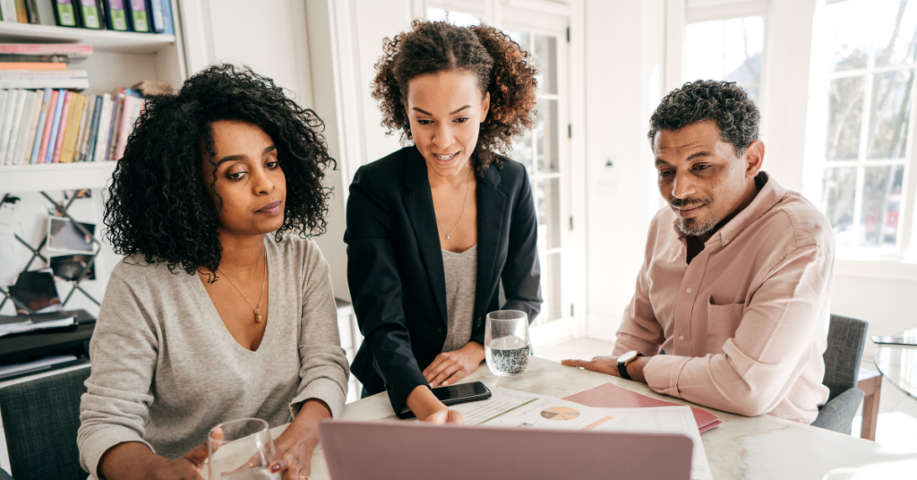 homeowners managing mortgage and debt with a financial advisor