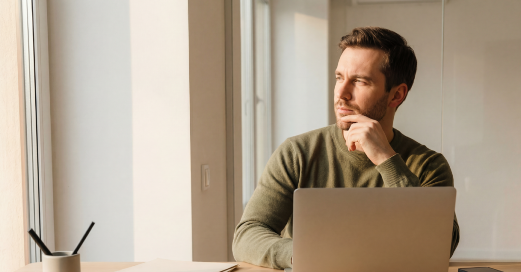 homeowner thinking about his mortgage debt